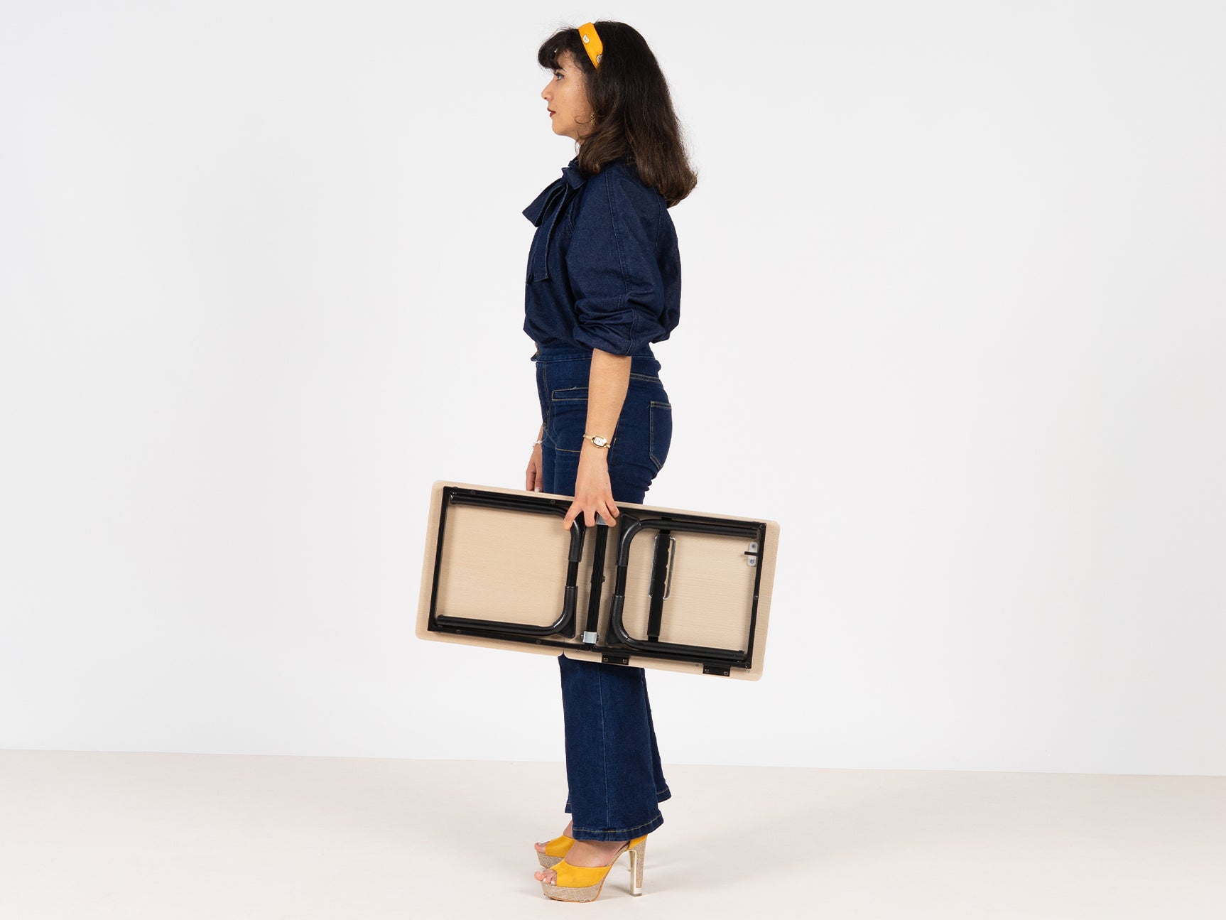 Table de lit/Support ordinateur pc pliable en bois et métal noir - MAMIE