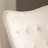 Comoda sedia a dondolo scandinava per allattamento in velluto beige imbottito - EPPING BEIGE