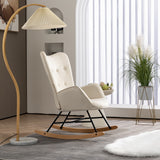 Comoda sedia a dondolo scandinava per allattamento in velluto beige imbottito - EPPING BEIGE