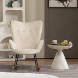 Comoda sedia a dondolo scandinava per allattamento in velluto beige imbottito - EPPING BEIGE