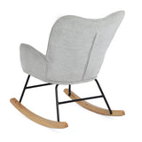 Fauteuil à bascule allaitement scandinave avec accoudoirs en chenille gris cendré à surpiqûres - KANAS