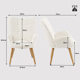 Fauteuil scandinave avec accoudoirs en tissu mouton bouclette beige à surpiqûres - KANAS