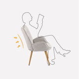 Scandinavian armchair with armrests in gray fabric with stitching - KANAS