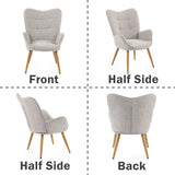 Scandinavian armchair with armrests in gray fabric with stitching - KANAS