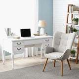 Scandinavian armchair with armrests in gray fabric with stitching - KANAS