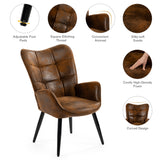 Scandinavian armchair with stitched suede armrests - KANAS