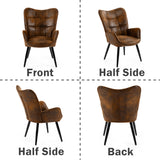 Scandinavian armchair with stitched suede armrests - KANAS