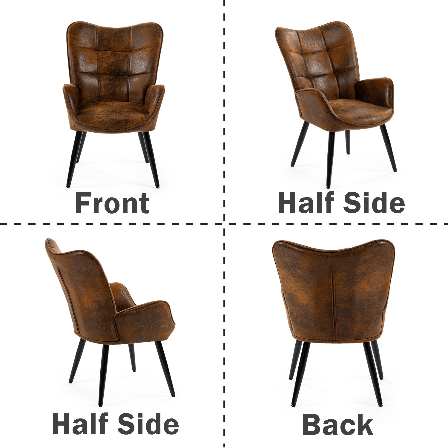 Scandinavian armchair with stitched suede armrests - KANAS