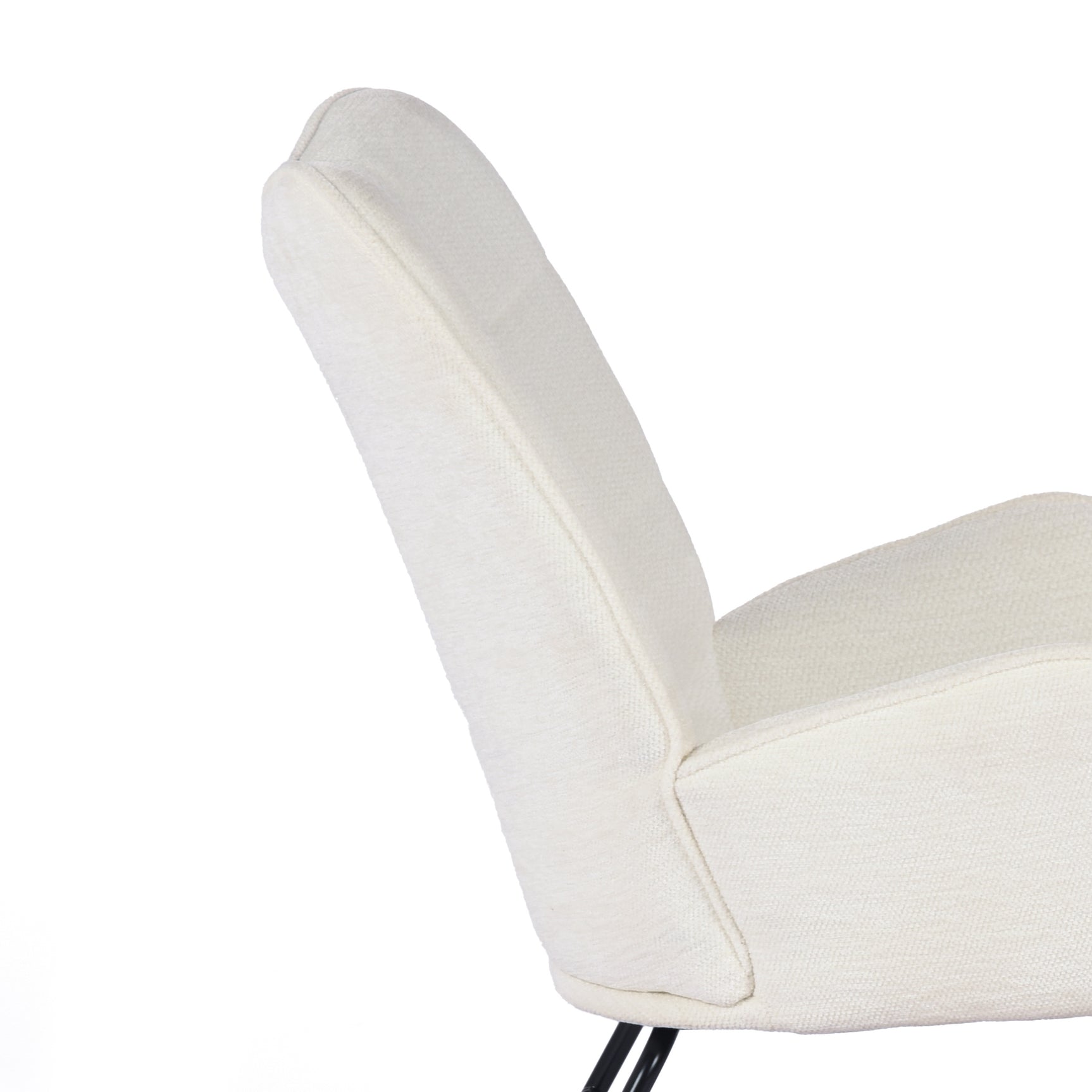 Fauteuil à bascule allaitement scandinave avec accoudoirs en chenille blanche à surpiqûres - KANAS