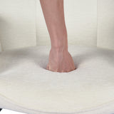 Fauteuil à bascule allaitement scandinave avec accoudoirs en chenille blanche à surpiqûres - KANAS