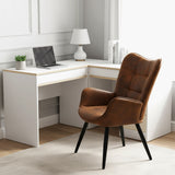 Scandinavian armchair with stitched suede armrests - KANAS