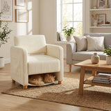 Fauteuil de détente 1 place canapé pour salon, fauteuil avec emballage en velours côtelé beige - KARIA