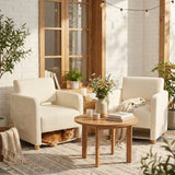 Loungesessel mit Armlehnen aus beigem Cord – DOMCO