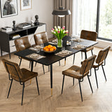 Set mit 6 industriellen Esszimmerstühlen aus Wildleder – KAROMI