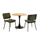 Round Table Table Table Table Timber Ø80 cm with 4 black velvet chairs, modern and comfortable style