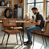 Set mit 4 industriellen Esszimmerstühlen aus Wildleder – POMONA