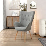 Scandinavian armchair with armrests in padded gray fabric - kas