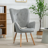 Scandinavian armchair with armrests in padded gray fabric - kas