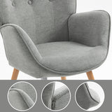 Scandinavian armchair with armrests in padded gray fabric - kas