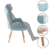 Fauteuil scandinave avec accoudoirs en tissu vert d'eau capitonné - KAS