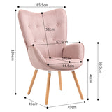 Fauteuil scandinave avec accoudoirs en tissu rose capitonné - KAS