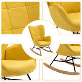 Poltrona scandinava che allatta al seno con bracciale in tessuto giallo con cuciture - Kelan