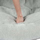 Verstellbarer Freizeitsessel aus grauem Chenille-Stoff, um 360° drehbar – LAMBERY