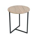 Lot de 2 tables basses gigognes style industriel en métal noir et bois imitation chêne – LAYA