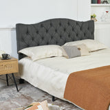 Lit double (140 x 190cm) avec tête de lit capitonnée en tissu gris (matelas non inclus) - LEON