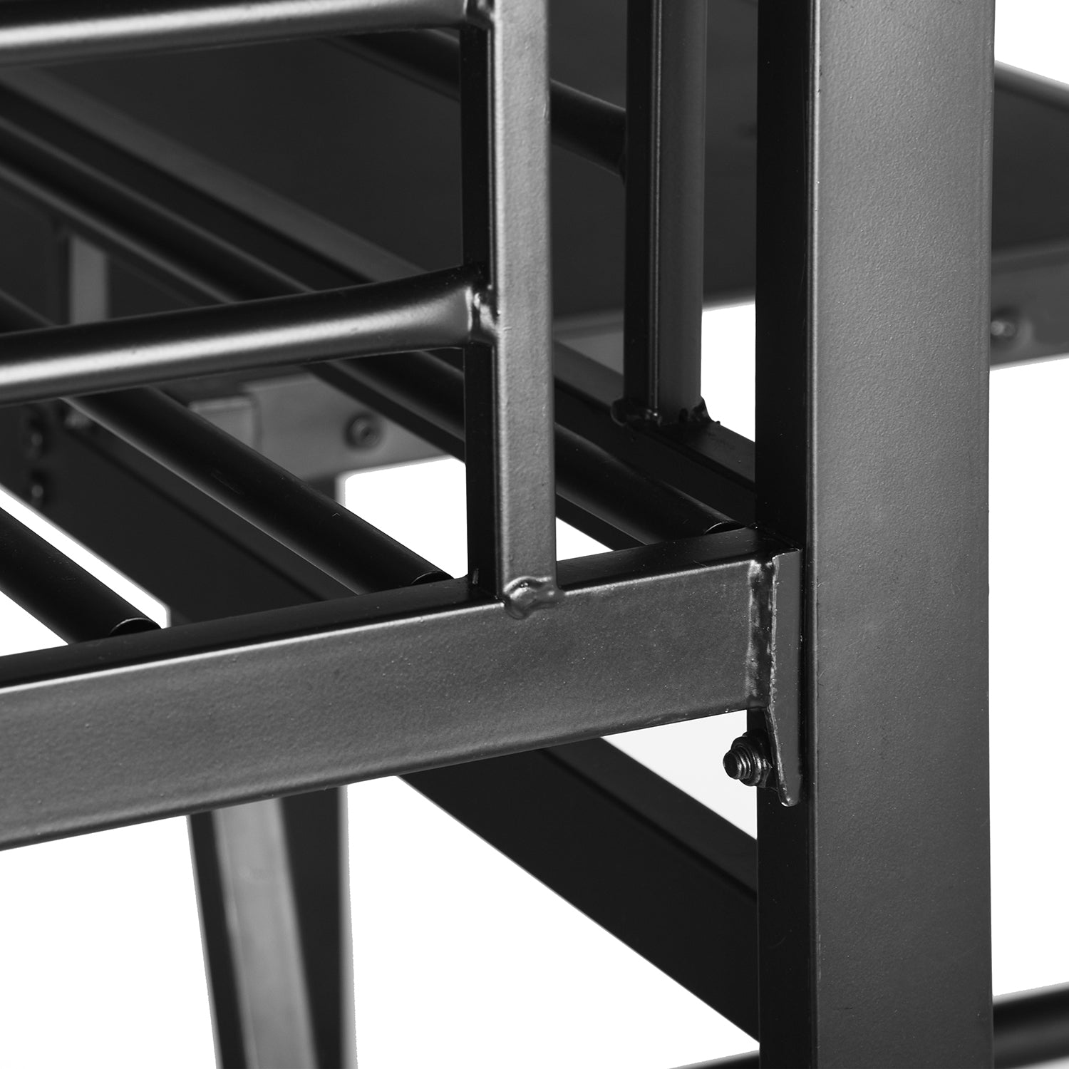 Lit mezzanine 2 places en métal noir avec bureau intégré, couchage de 140x190cm (matelas non inclus) - LIONEL