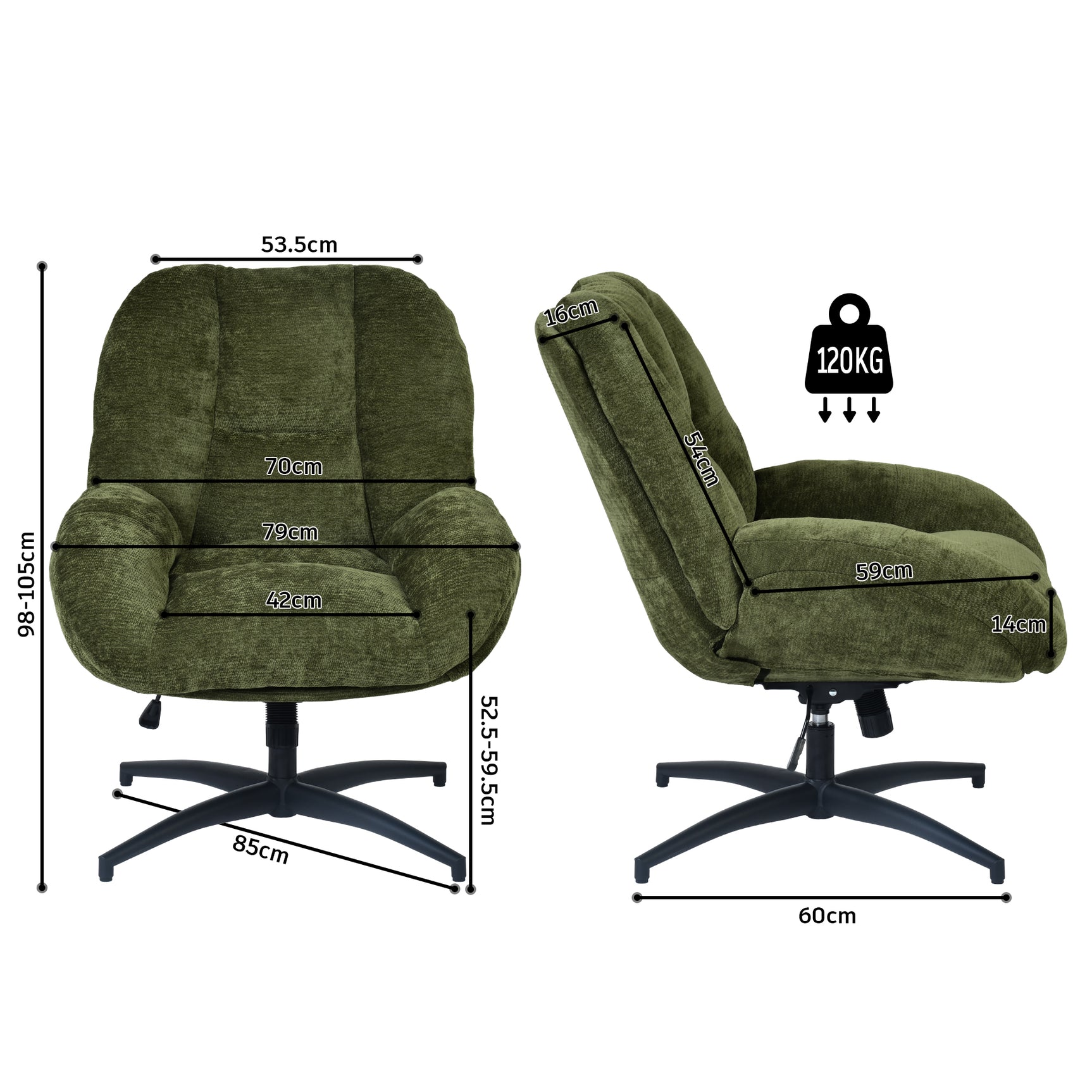 Adjustable Ergonomic Office Armchair Pivoting with fabric armrests white loop - Thomasina
