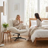 Adjustable Ergonomic Office Armchair Pivoting with fabric armrests white loop - Thomasina