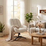Adjustable Ergonomic Office Armchair Pivoting with fabric armrests white loop - Thomasina