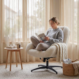 Adjustable Ergonomic Office Armchair Pivoting with fabric armrests white loop - Thomasina
