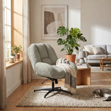 Adjustable Ergonomic Office Armchair Pivoting with fabric armrests white loop - Thomasina