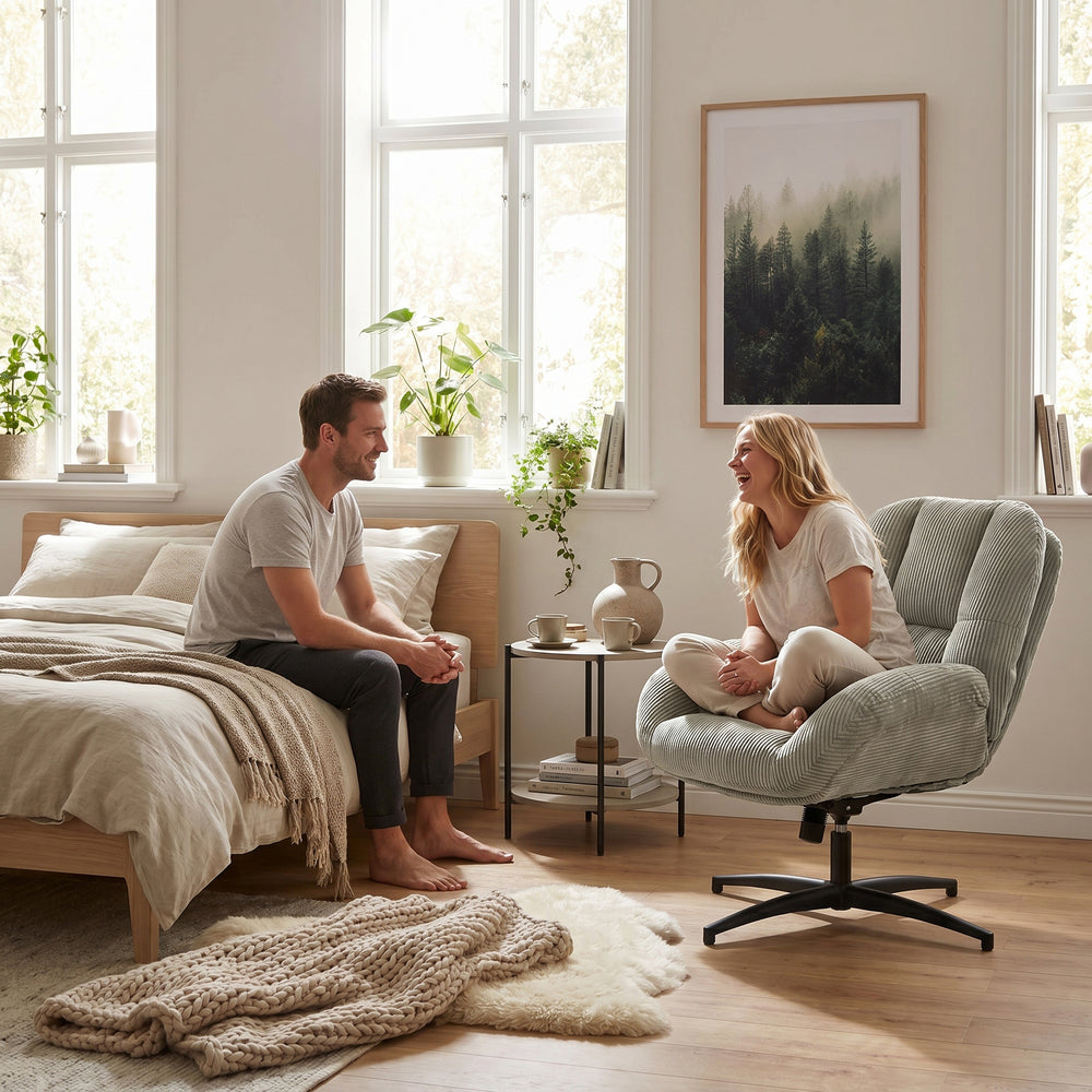 Adjustable Ergonomic Office Armchair Pivoting with fabric armrests white loop - Thomasina