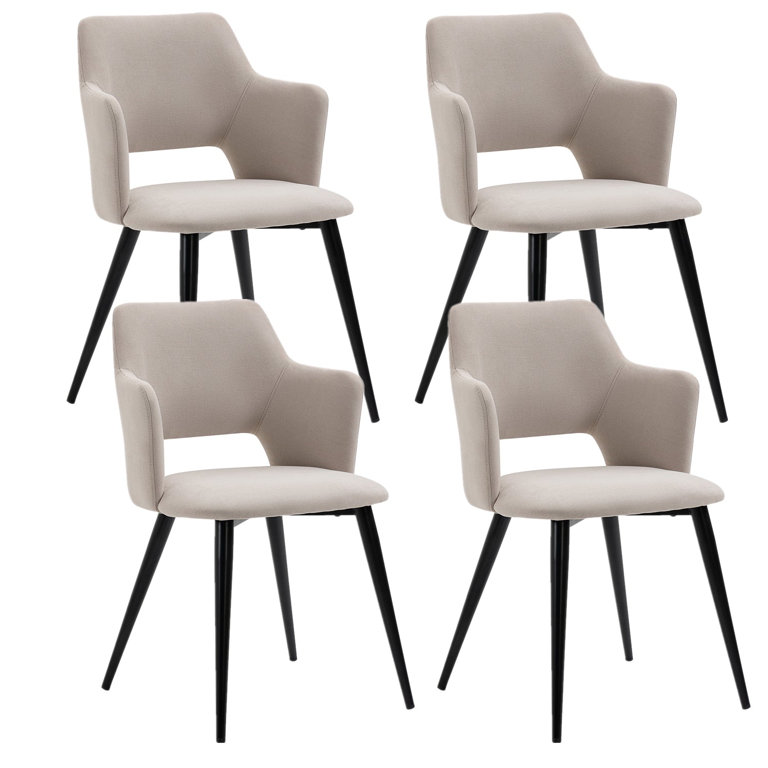 Set of 4 Scandinavian dining room armchairs with beige fabric armrests - Akanji