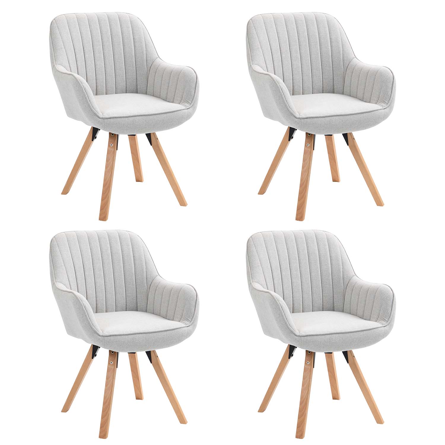 Set of 4 comfortable dining room chairs in beige fabric, 360° swivel - CARSON FABRIC BEIGE 4PCS