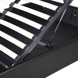 Lit coffre 2 places (140x190) avec sommier à lattes au style scandinave en similicuir noir - MAJESTY