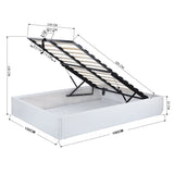 Lit coffre 2 places (140x190) avec sommier à lattes au style scandinave en similicuir blanc - MAJESTY