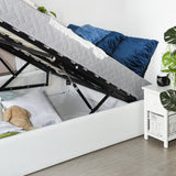 Lit coffre 2 places (140x190) avec sommier à lattes au style scandinave en similicuir blanc - MAJESTY