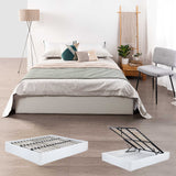 Lit coffre 2 places (160x200) avec sommier à lattes au style scandinave en similicuir blanc - MAJESTY