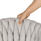 Set aus 4 Esszimmerstühlen im Industriestil mit geflochtener Rückenlehne aus beigem Stoff – MILIANA