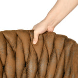 Lot de 2 chaises de salle à manger style rétro vintage avec dossier tressé en suédine marron - MILIANA