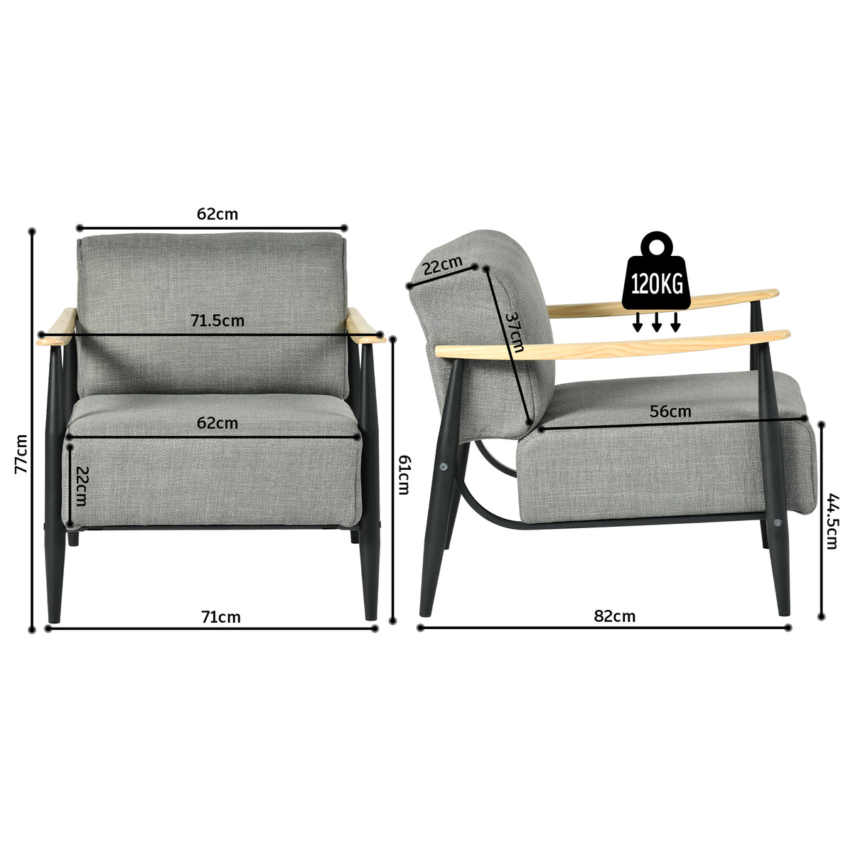 Loungesessel mit Armlehnen aus beigem Cord – DOMCO