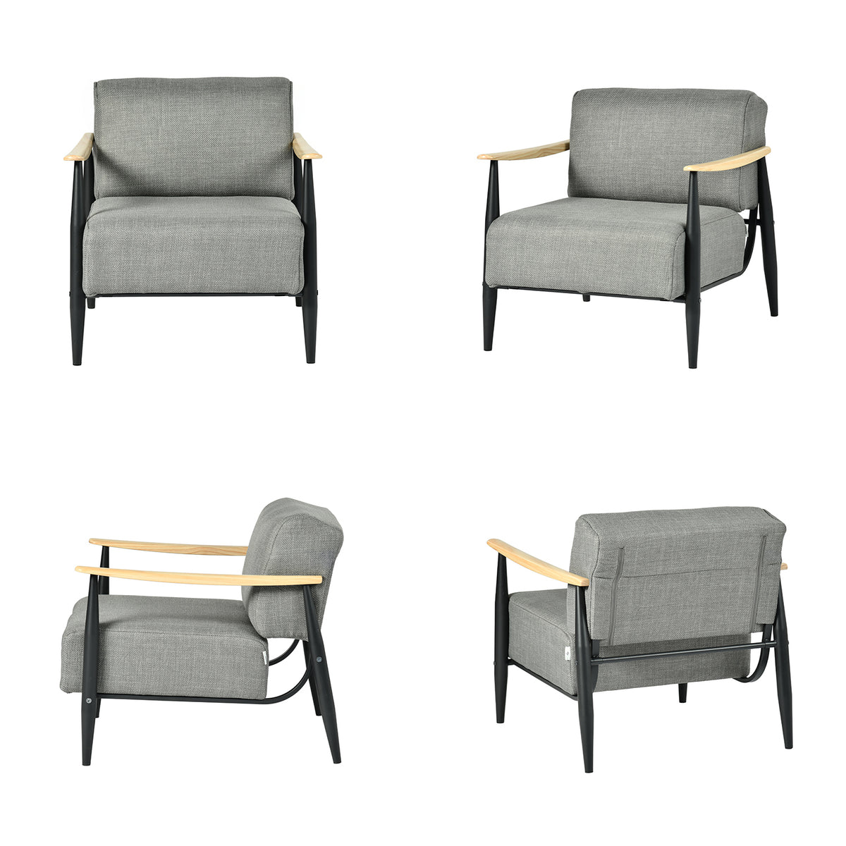 Loungesessel mit Armlehnen aus beigem Cord – DOMCO