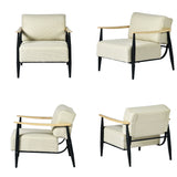 Loungesessel mit Armlehnen aus beigem Cord – DOMCO
