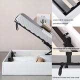 Lit coffre 2 places (140x190) avec sommier à lattes au style scandinave en similicuir blanc - MAJESTY