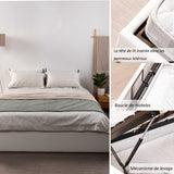 Lit coffre 2 places (140x190) avec sommier à lattes au style scandinave en similicuir blanc - MAJESTY