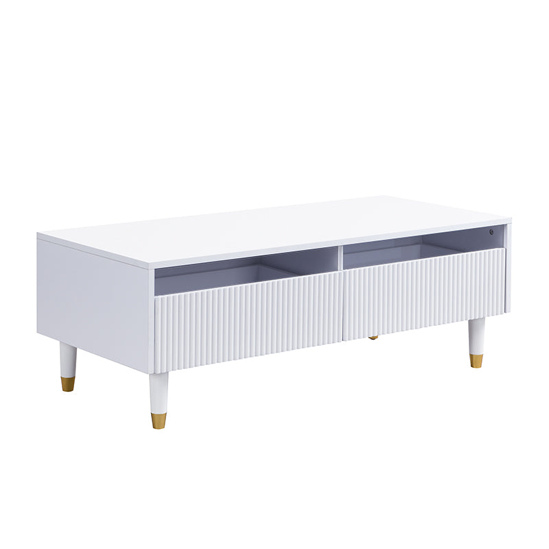 Table basse en MDF blanc avec éclairage LED